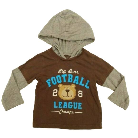 Carter's Football League Brown Bear Hoodie 2T - Picture 1 of 1